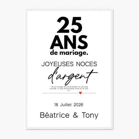 Affiche Personnalisée Noces D'Argent