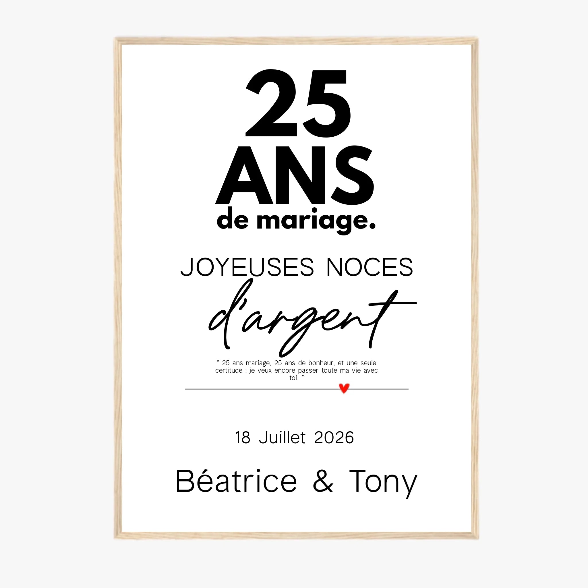 Affiche Personnalisée Noces D'Argent