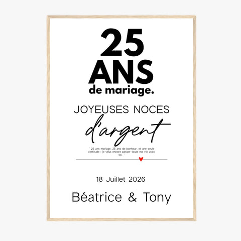 Affiche Personnalisée Noces D'Argent