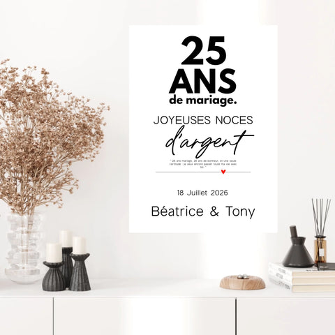 Affiche Personnalisée Noces D'Argent
