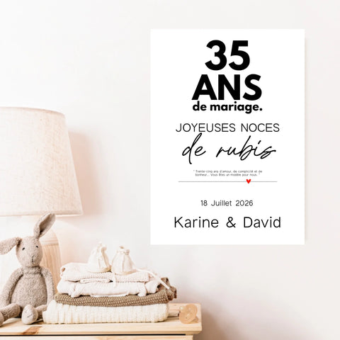 Affiche Personnalisée Noces De Rubis