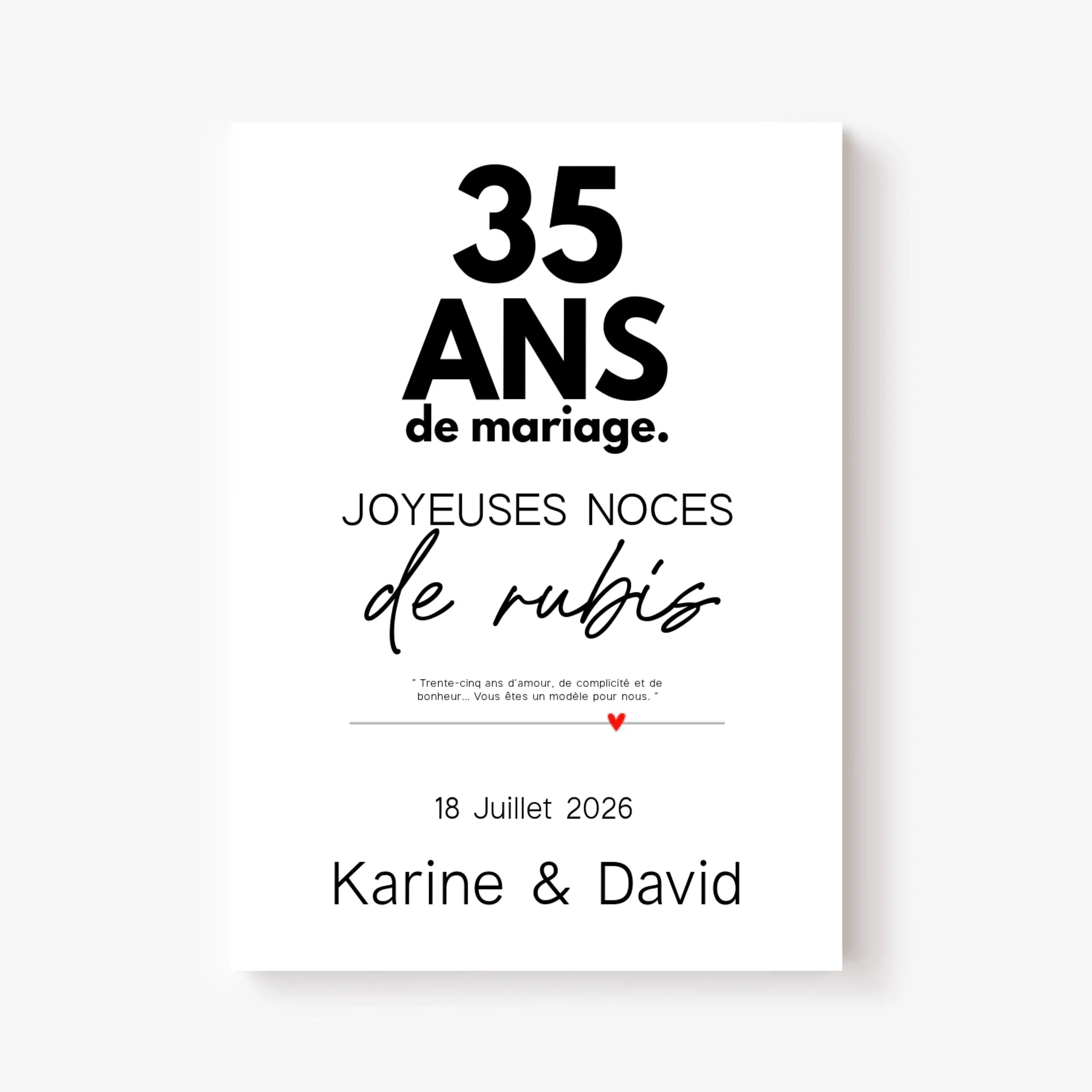 Affiche Personnalisée Noces De Rubis