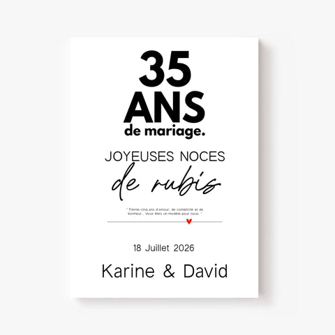 Affiche Personnalisée Noces De Rubis