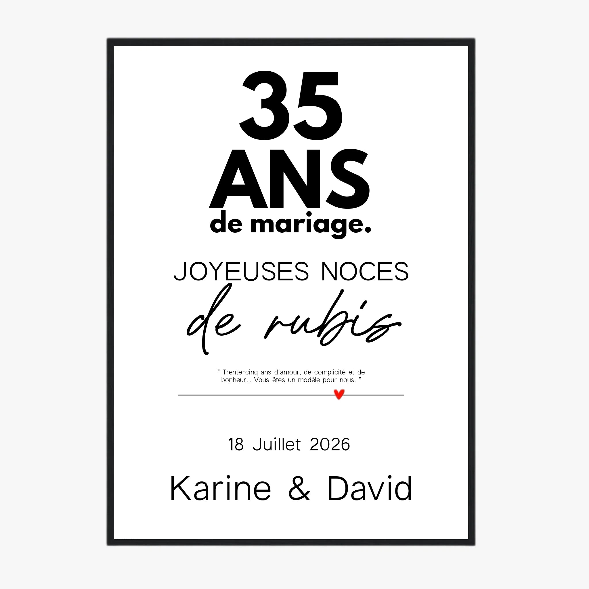 Affiche Personnalisée Noces De Rubis