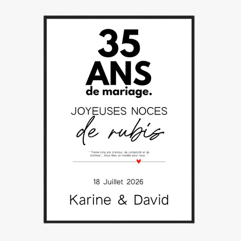 Affiche Personnalisée Noces De Rubis