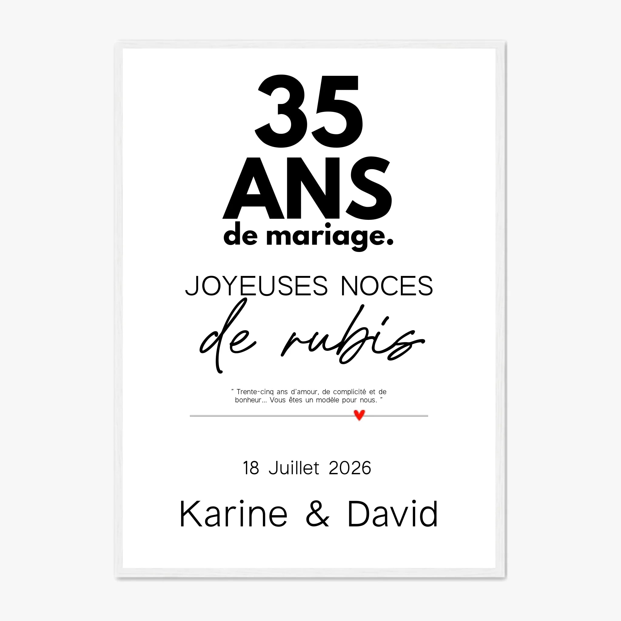 Affiche Personnalisée Noces De Rubis