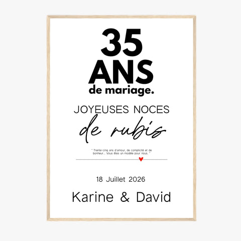 Affiche Personnalisée Noces De Rubis