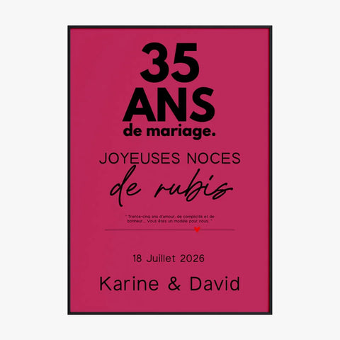 Affiche Personnalisée Noces De Rubis