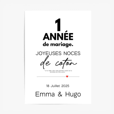 Affiche Personnalisée Noces De Coton
