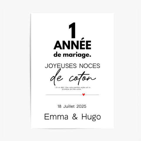 Affiche Personnalisée Noces De Coton