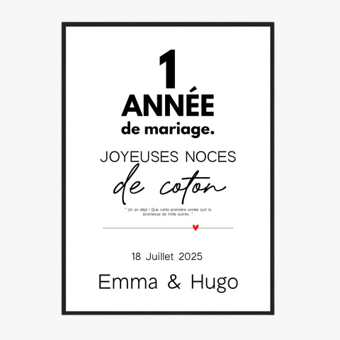 Affiche Personnalisée Noces De Coton