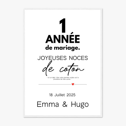Affiche Personnalisée Noces De Coton