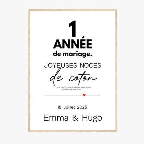 Affiche Personnalisée Noces De Coton