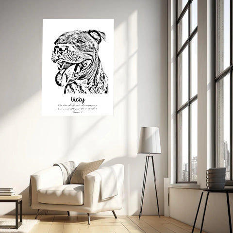 Affiche Portrait Personnalisé Esquisse Animal