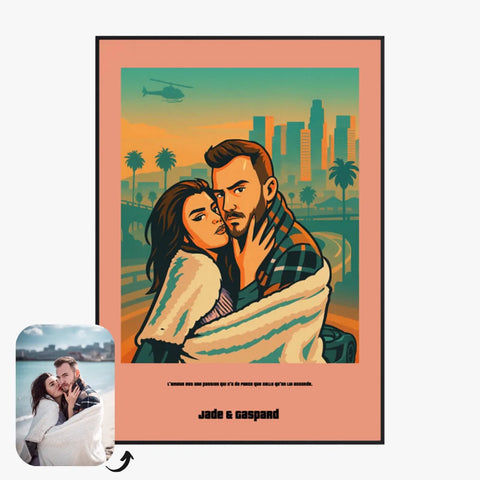 Affiche Personnalisée Style GTA Couple