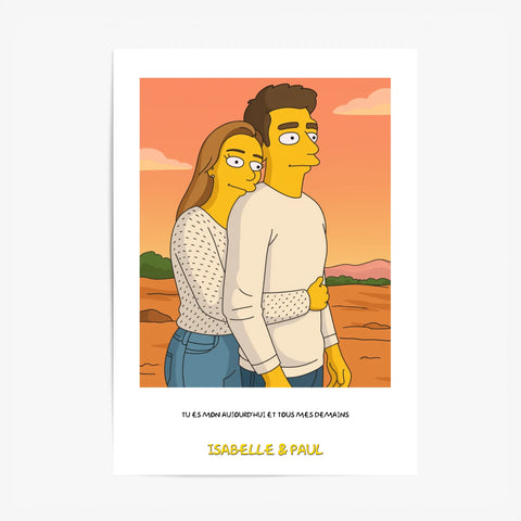 Affiche Personnalisée Style Simpson Couple