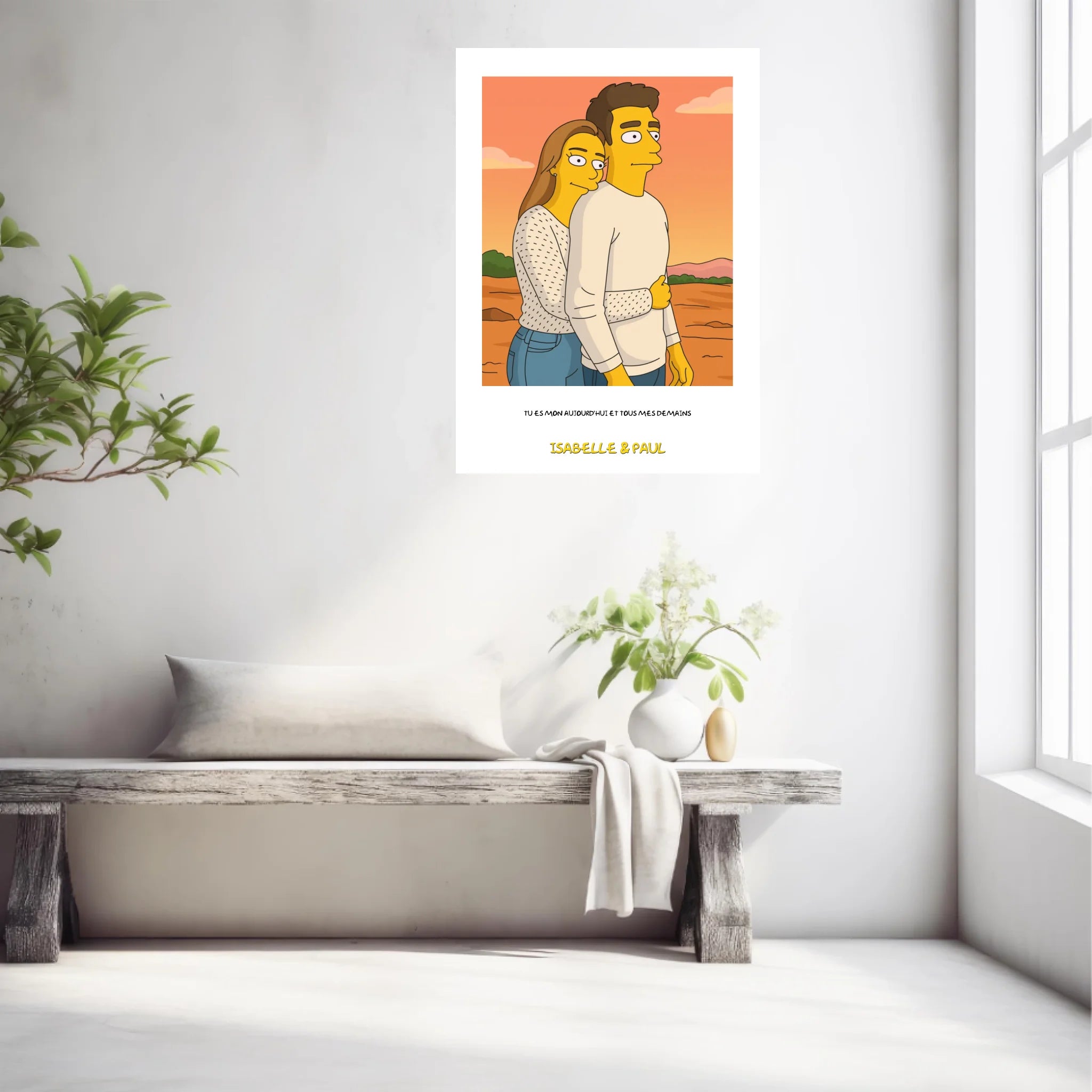 Affiche Personnalisée Style Simpson Couple