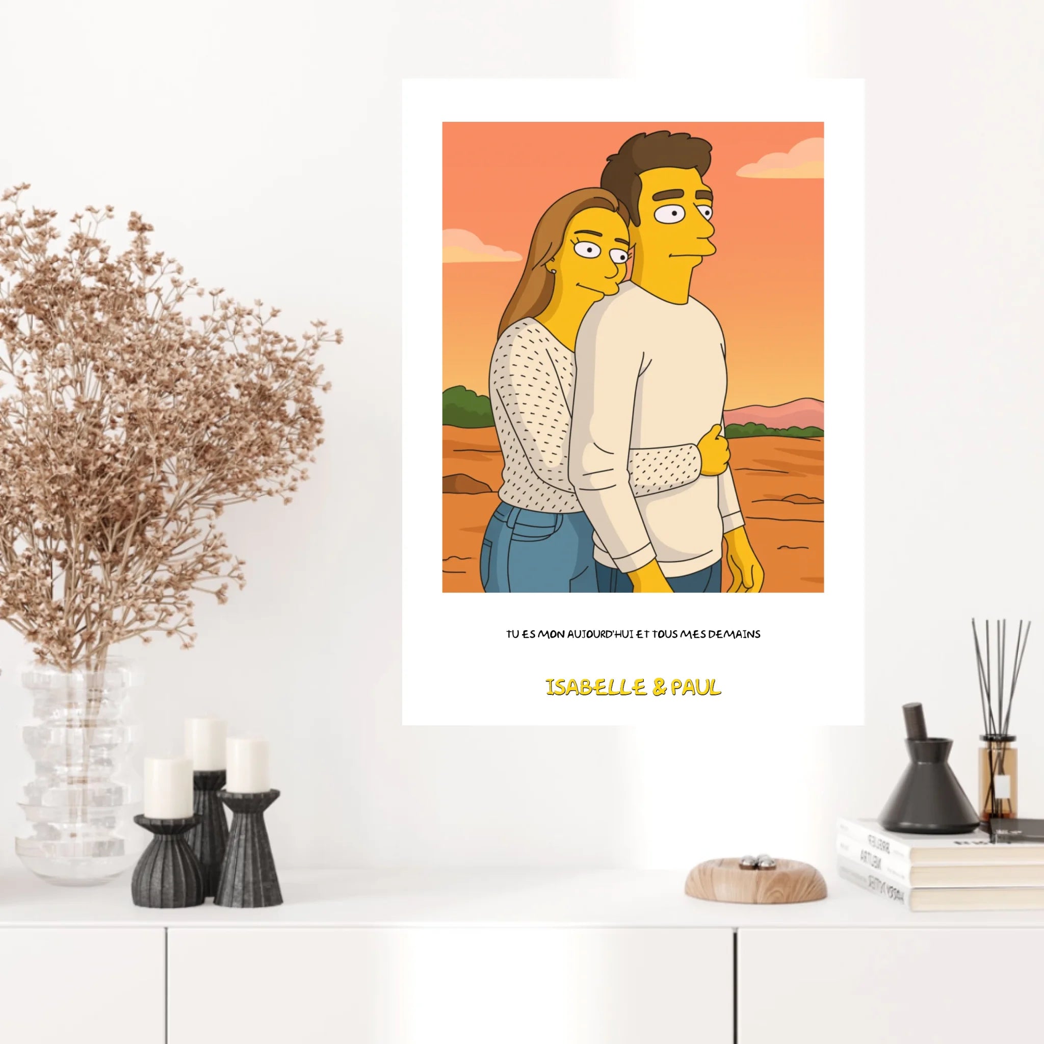 Affiche Personnalisée Style Simpson Couple