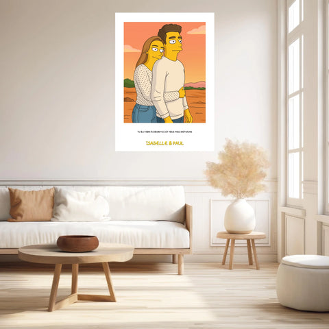Affiche Personnalisée Style Simpson Couple