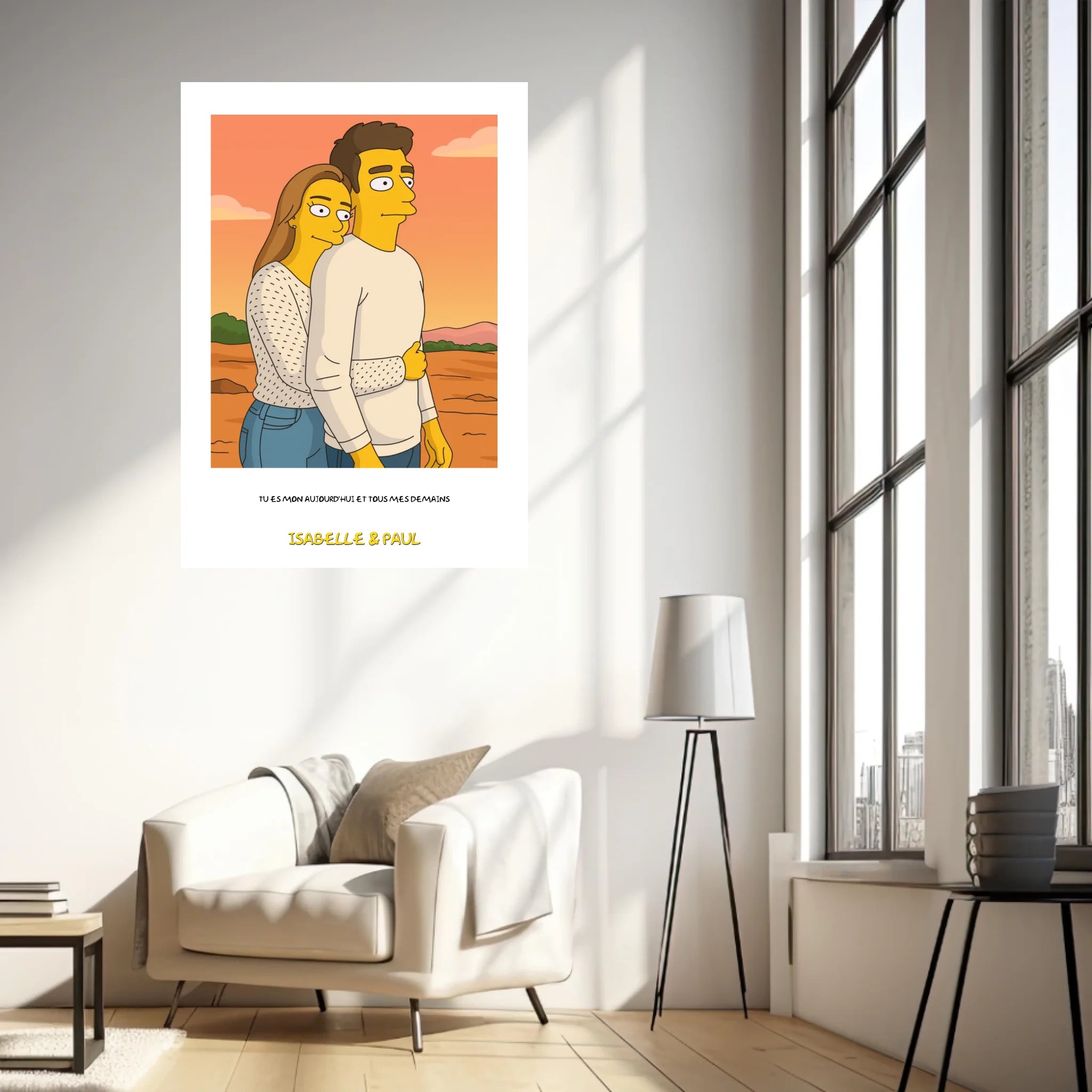 Affiche Personnalisée Style Simpson Couple
