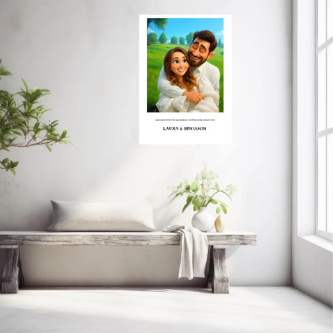 Affiche Personnalisée Style Pixar Couple