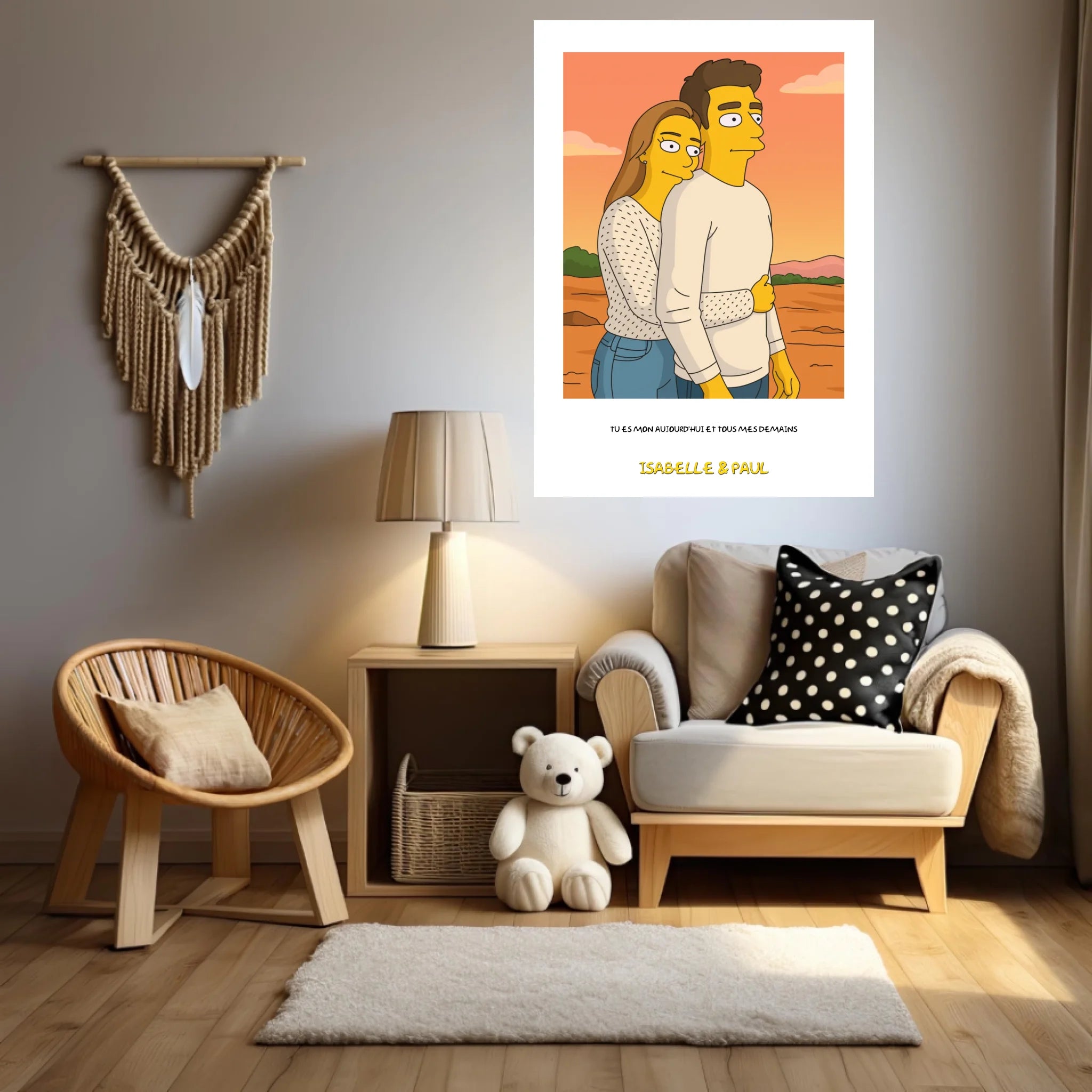 Affiche Personnalisée Style Simpson Couple