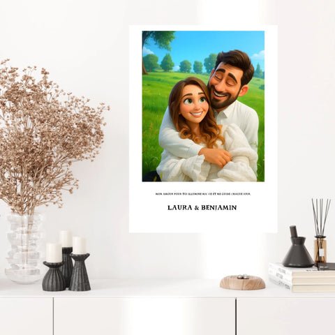 Affiche Personnalisée Style Pixar Couple