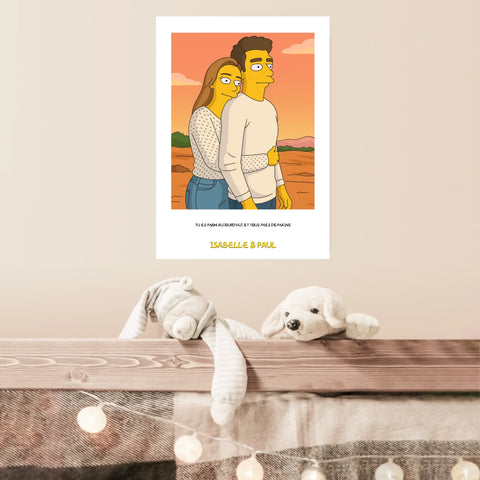 Affiche Personnalisée Style Simpson Couple