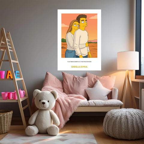 Affiche Personnalisée Style Simpson Couple