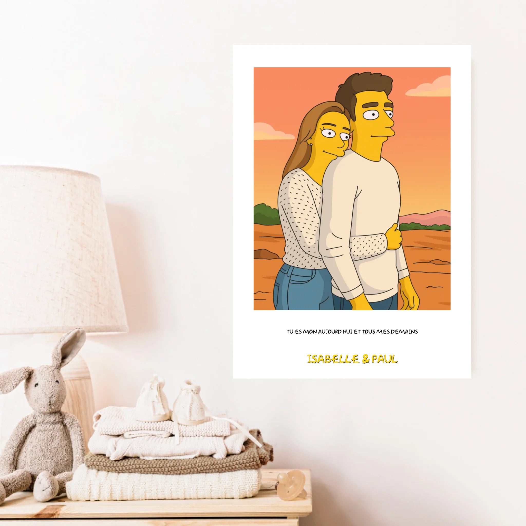 Affiche Personnalisée Style Simpson Couple