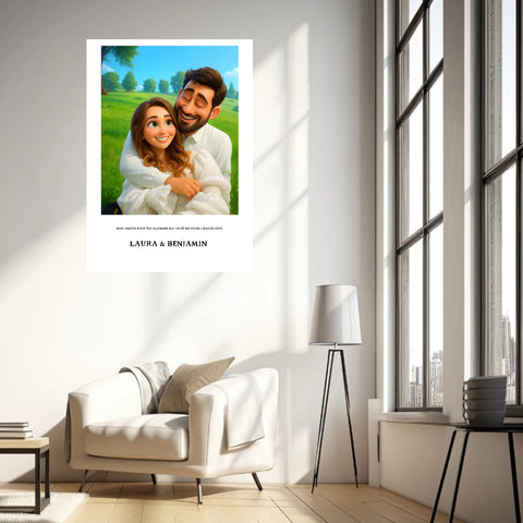 Affiche Personnalisée Style Pixar Couple