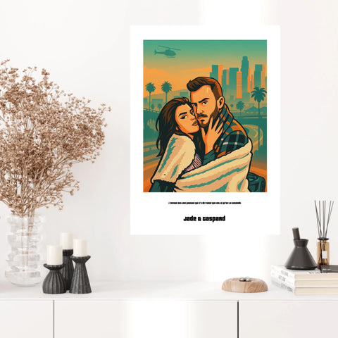 Affiche Personnalisée Style GTA Couple