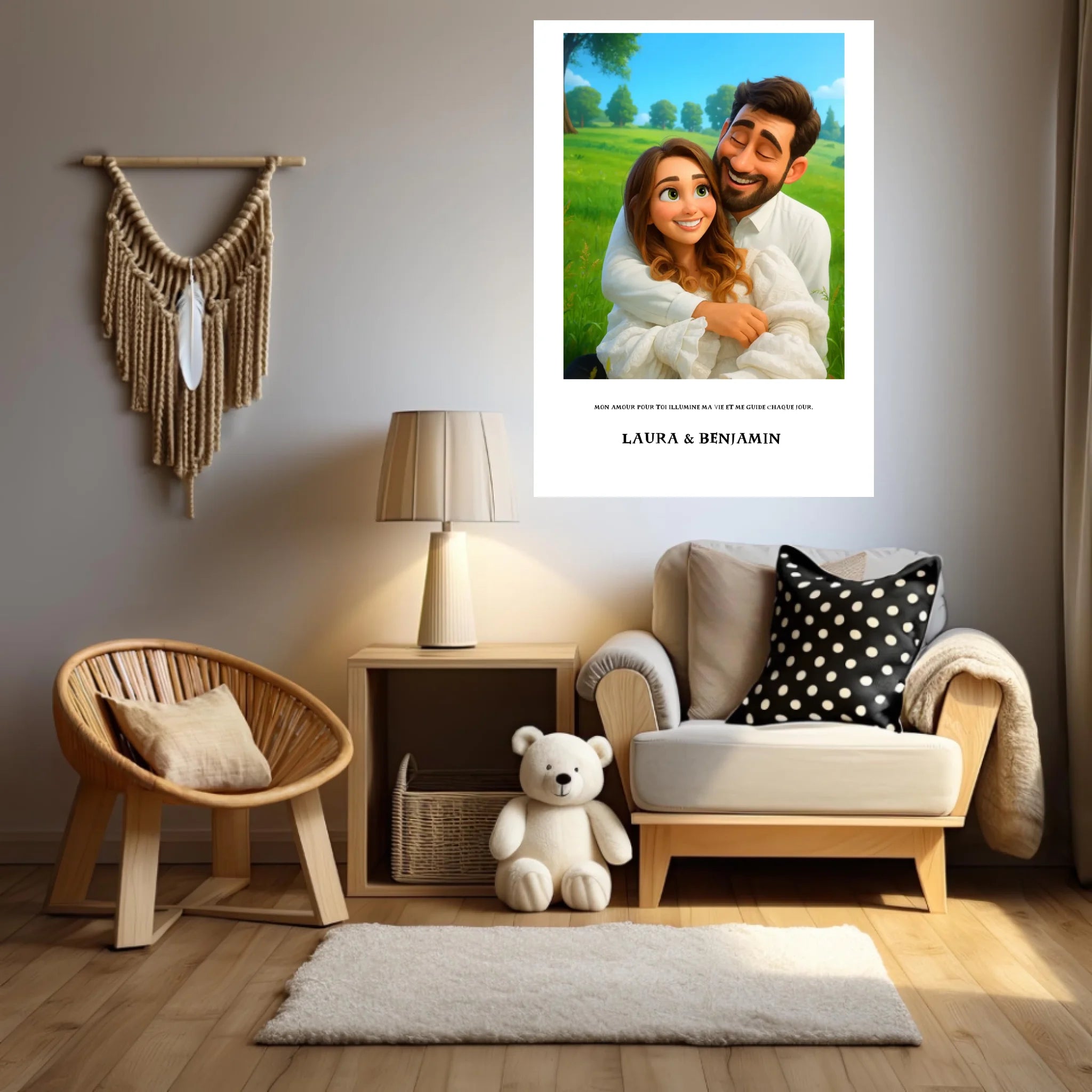 Affiche Personnalisée Style Pixar Couple