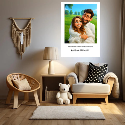 Affiche Personnalisée Style Pixar Couple