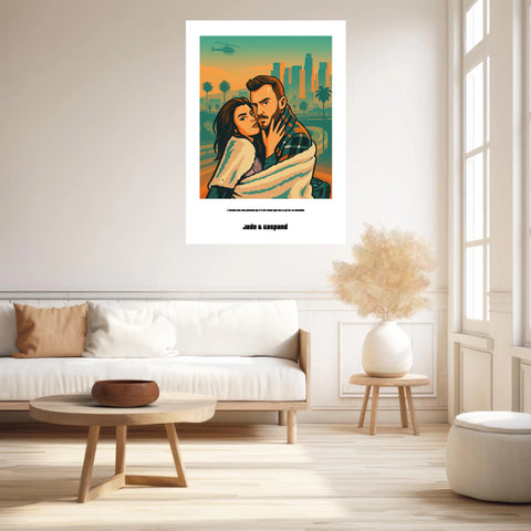 Affiche Personnalisée Style GTA Couple