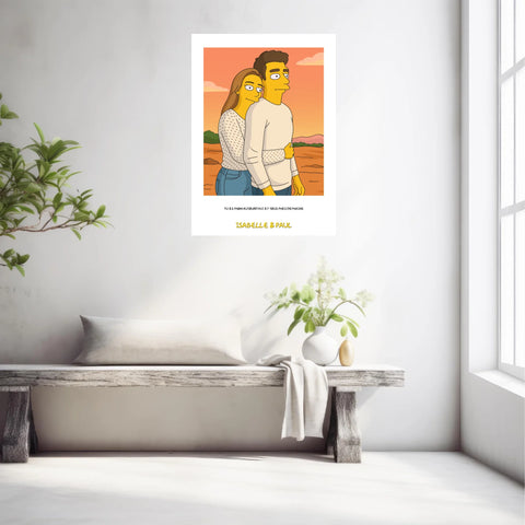 Affiche Personnalisée Style Simpson Couple