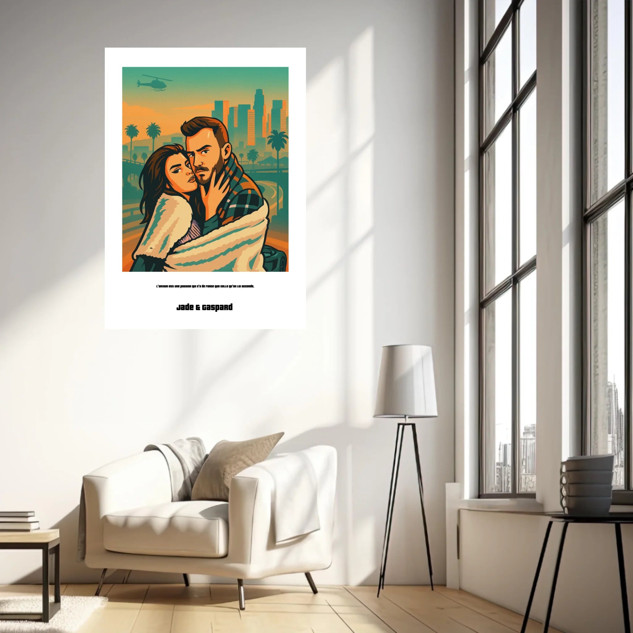 Affiche Personnalisée Style GTA Couple