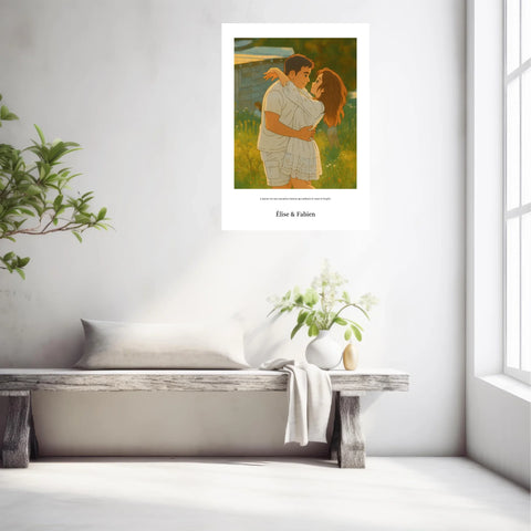 Affiche Personnalisée Style Ghibli Couple