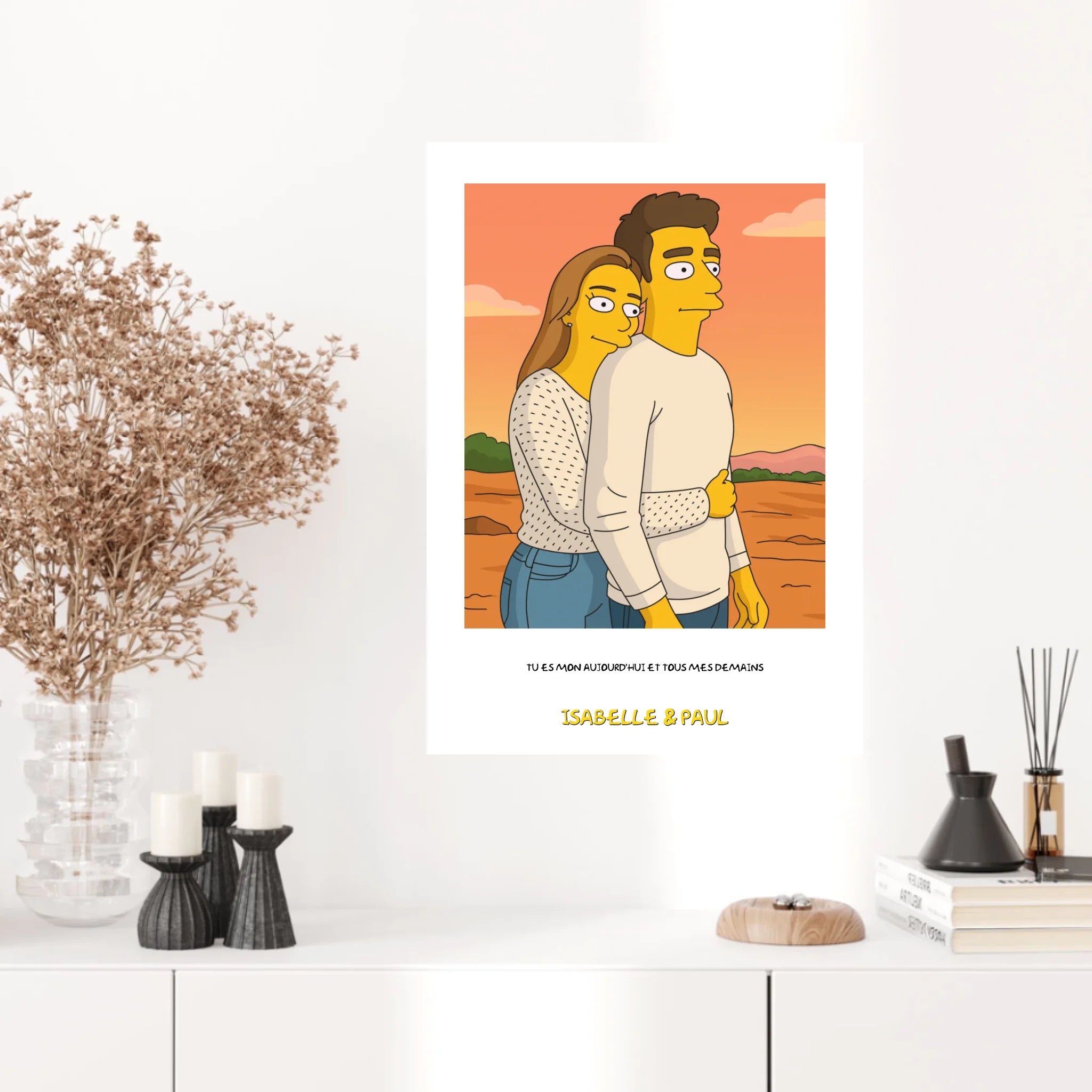Affiche Personnalisée Style Simpson Couple