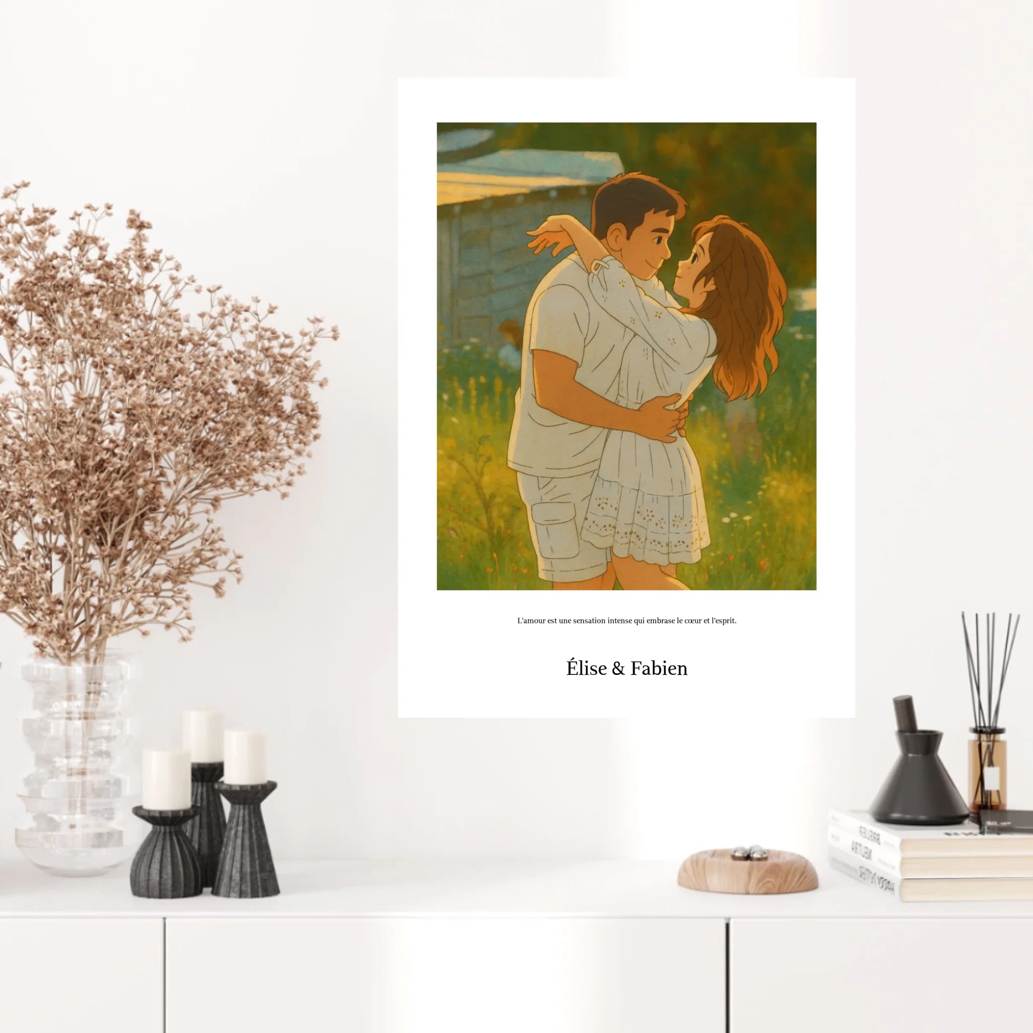 Affiche Personnalisée Style Ghibli Couple