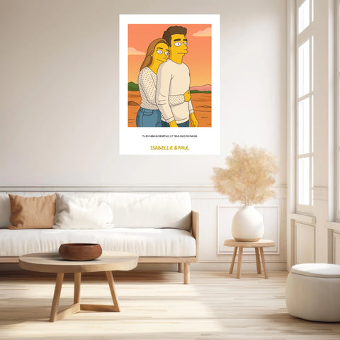 Affiche Personnalisée Style Simpson Couple