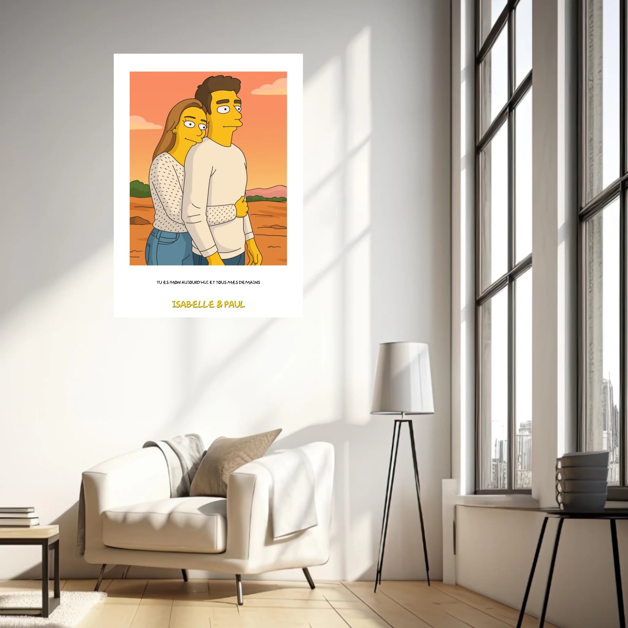 Affiche Personnalisée Style Simpson Couple