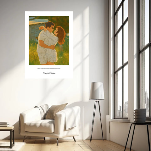 Affiche Personnalisée Style Ghibli Couple