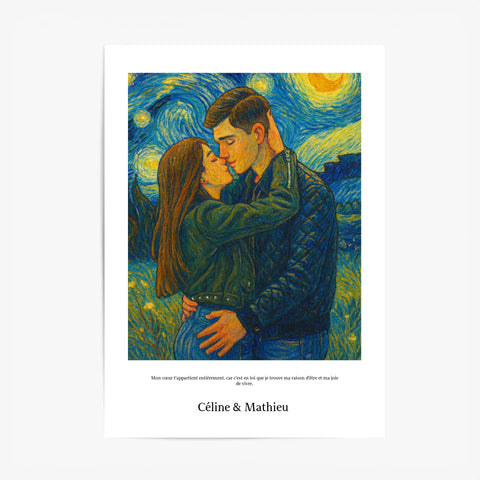 Affiche Personnalisée Style Van Gogh Couple