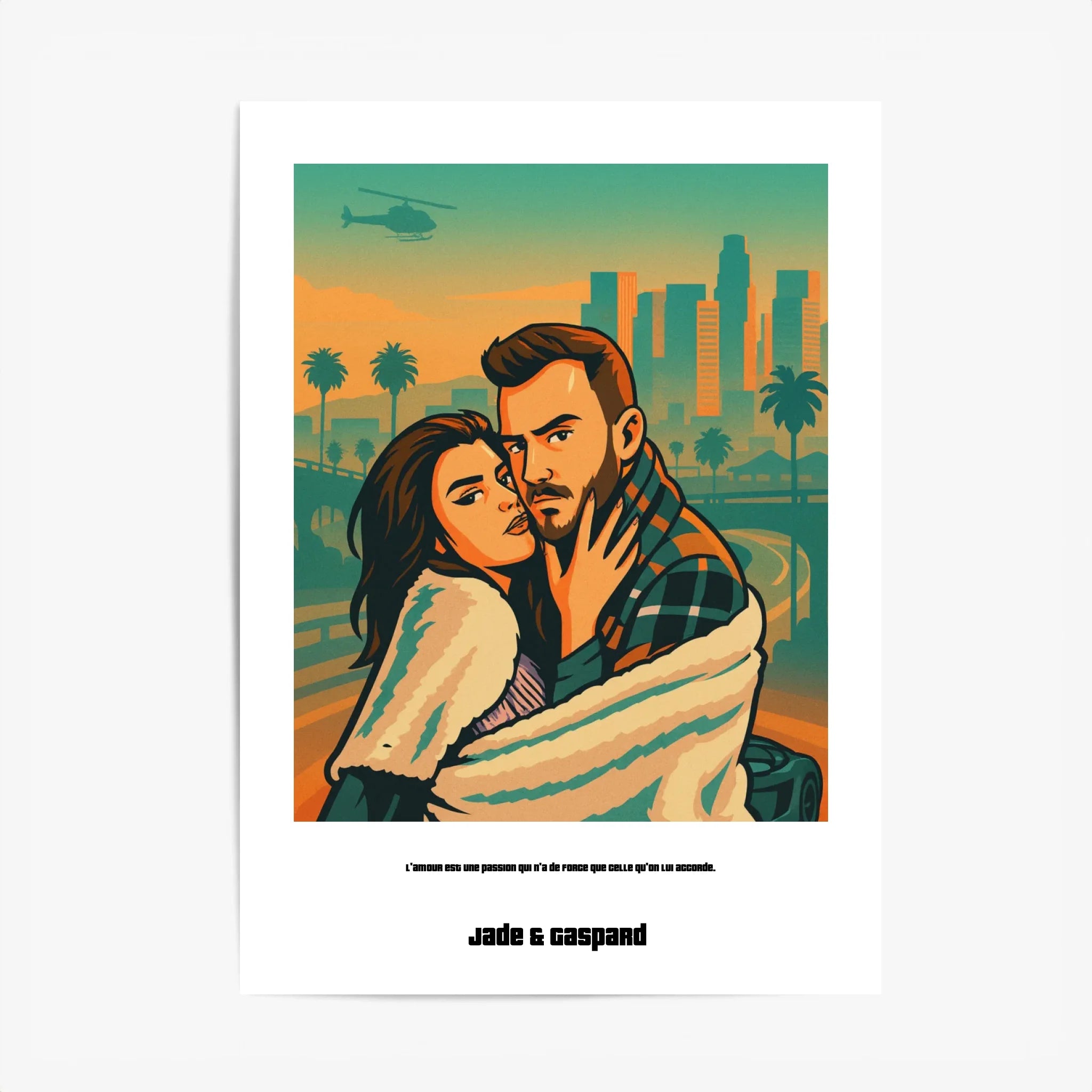 Affiche Personnalisée Style GTA Couple