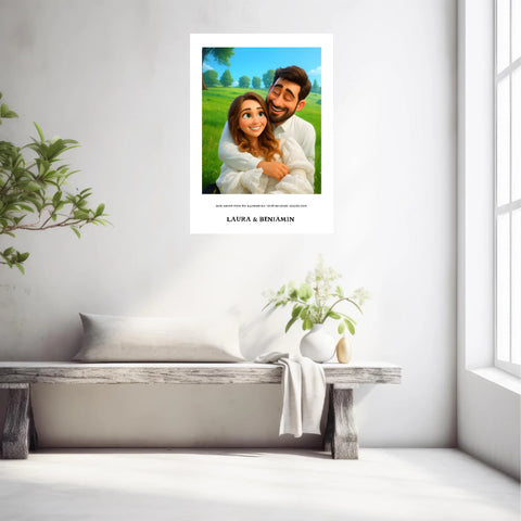 Affiche Personnalisée Style Pixar Couple