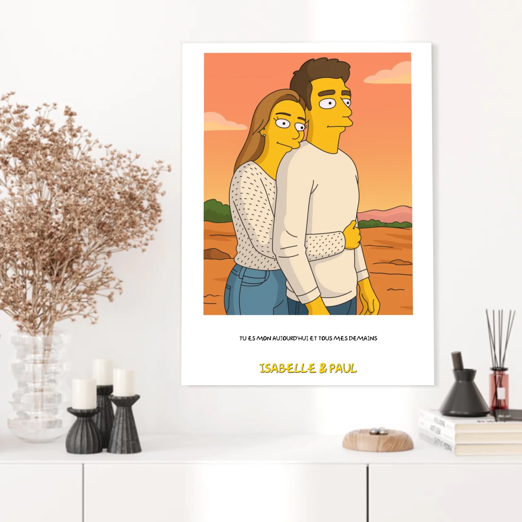 Affiche Personnalisée Style Simpson Couple