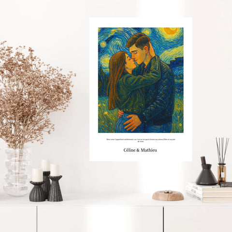Affiche Personnalisée Style Van Gogh Couple