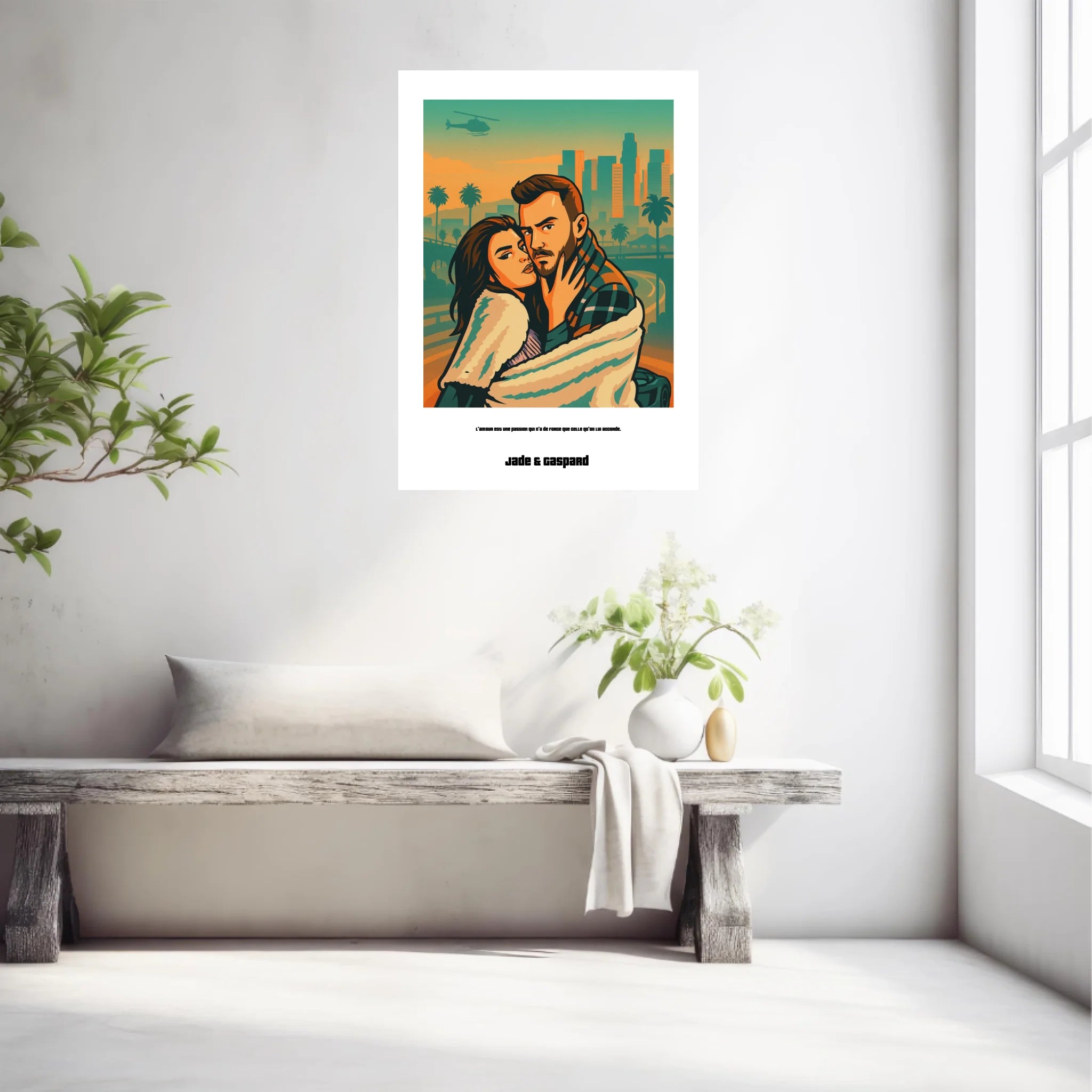 Affiche Personnalisée Style GTA Couple