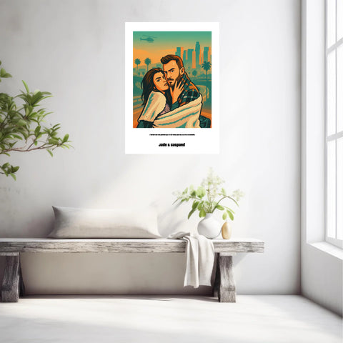 Affiche Personnalisée Style GTA Couple